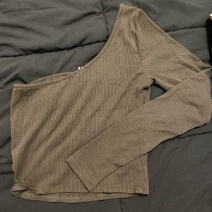 One Shoulder Long Sleeve Crop Top